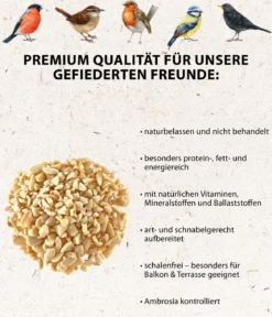 Dehner Natura Premium Wildvogelfutter Gehackte Erdnüsse im Eimer, 5 l