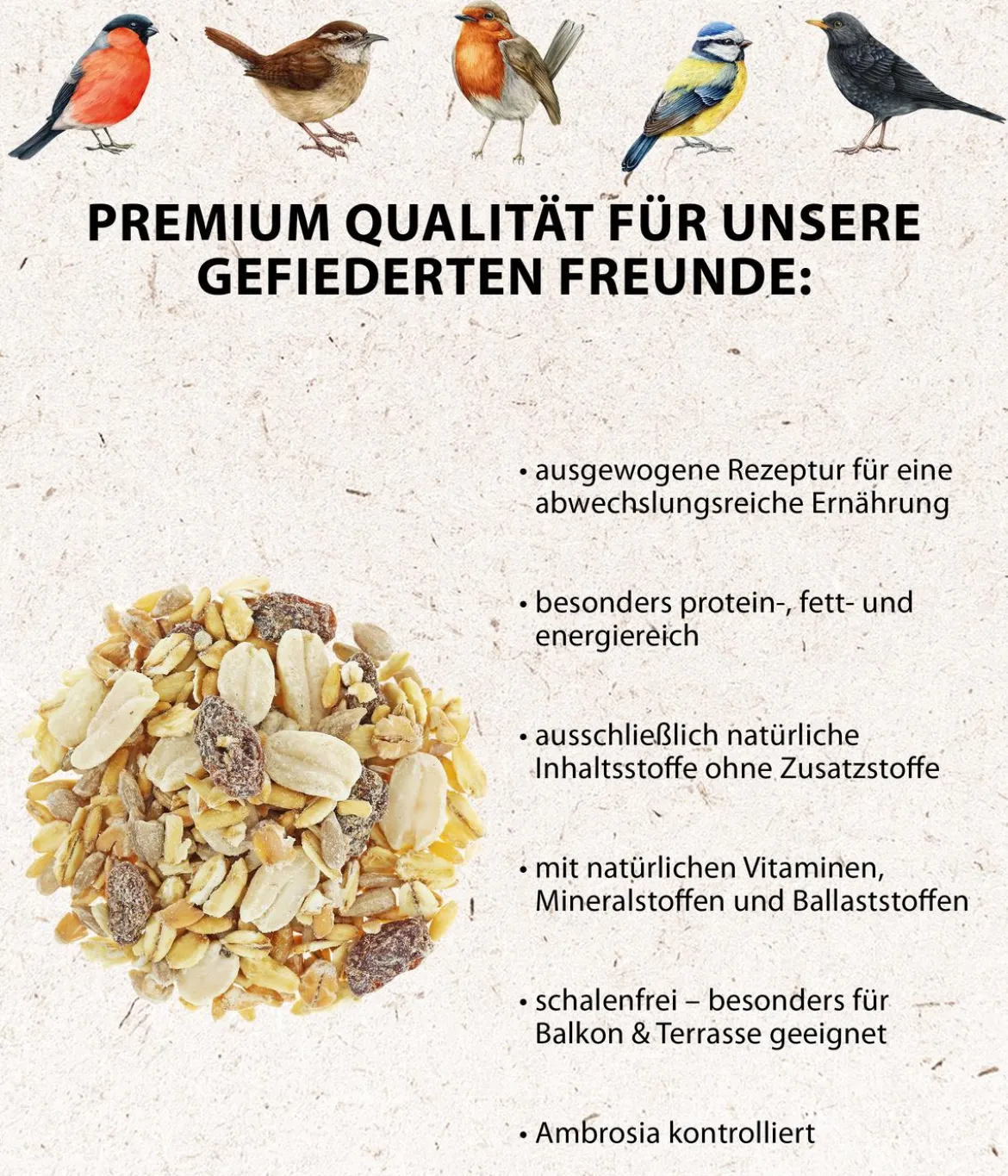 Dehner Natura Premium Wildvogel Streufutter schalenfrei