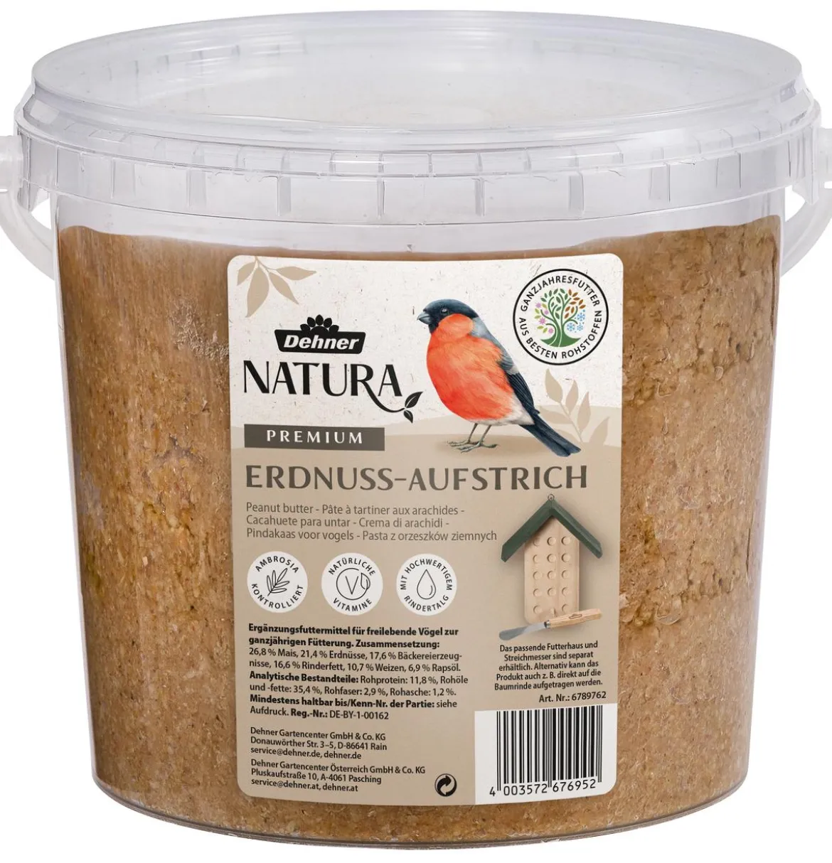 Dehner Natura Premium Wildvogelfutter Erdnuss-Aufstrich, 2 kg