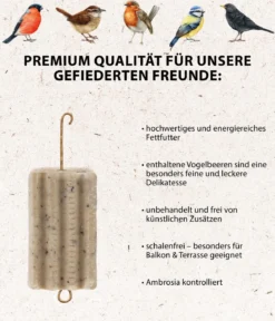 Dehner Natura Premium Wildvogelfutter Gourmet Blocks mit Vogelbeeren, 6 Stk á ca. 90 g