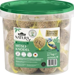 Dehner Natura Premium Wildvogelfutter Müsli-Meisenknödel im Eimer, mit Netz, 30 Stk.