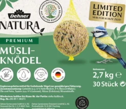 Dehner Natura Premium Wildvogelfutter Müsli-Meisenknödel im Eimer, mit Netz, 30 Stk.