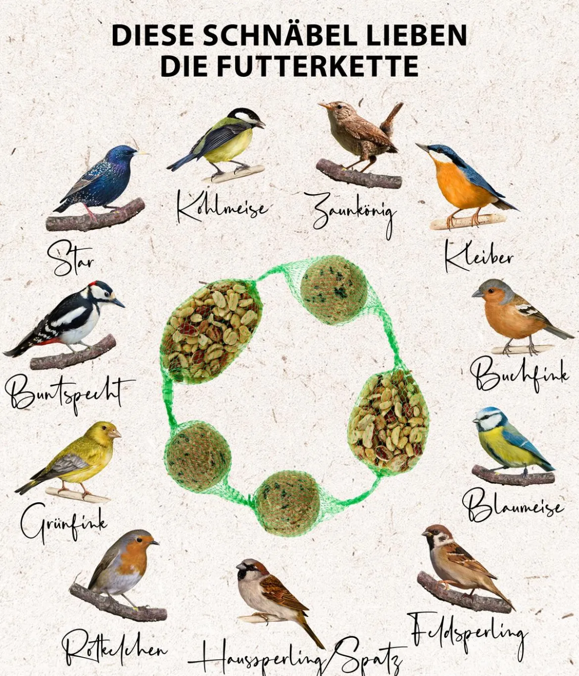 Dehner Natura Premium Wildvogelfutter Gourmet-Kette, 480 g