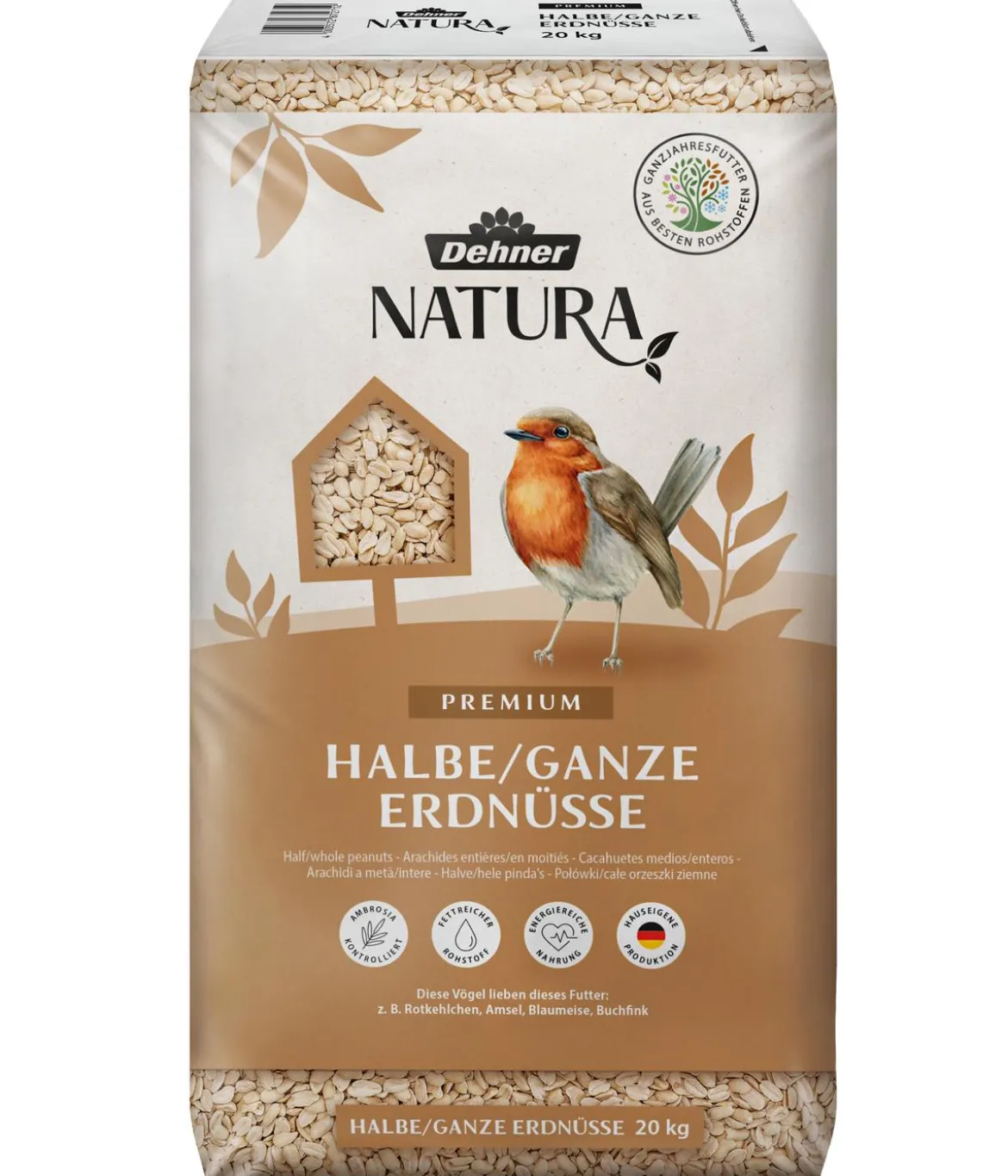 Dehner Natura Premium Wildvogelfutter Halbe/Ganze Erdnüsse