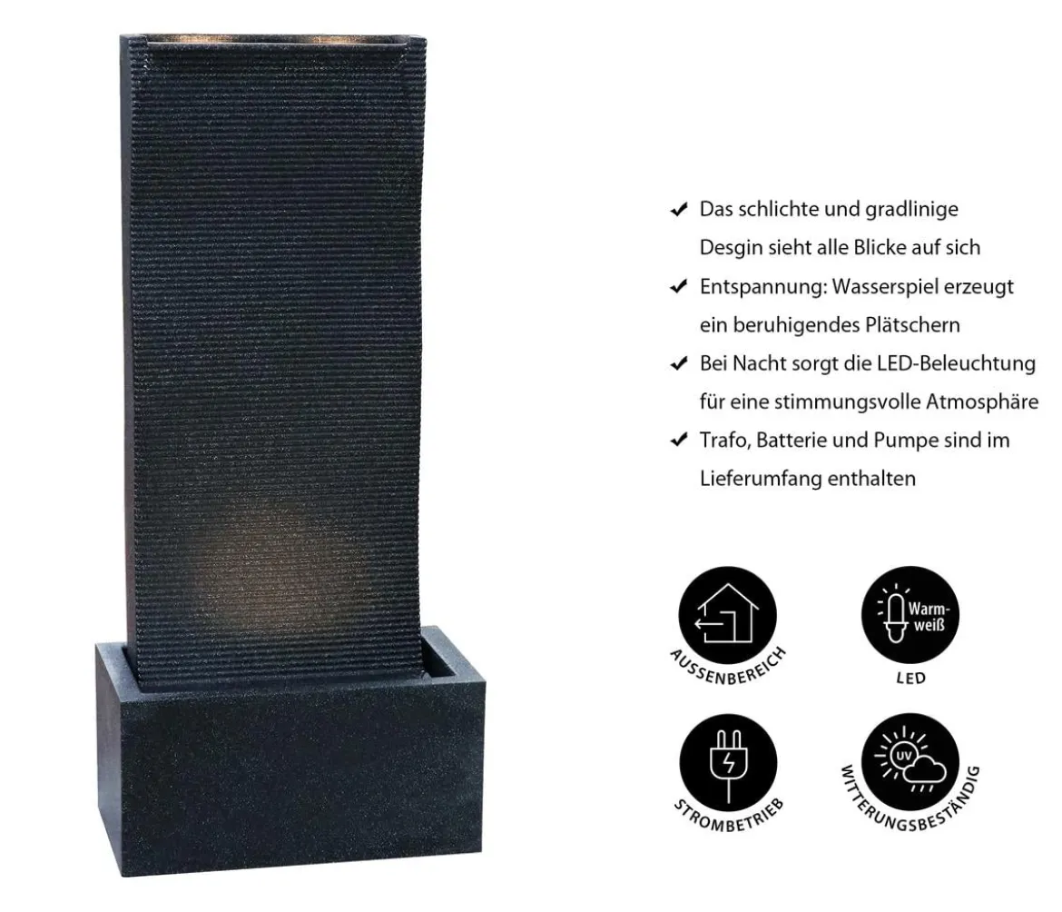Dehner Polyethylen-Gartenbrunnen Altero, solarfähig, ca. H107 cm
