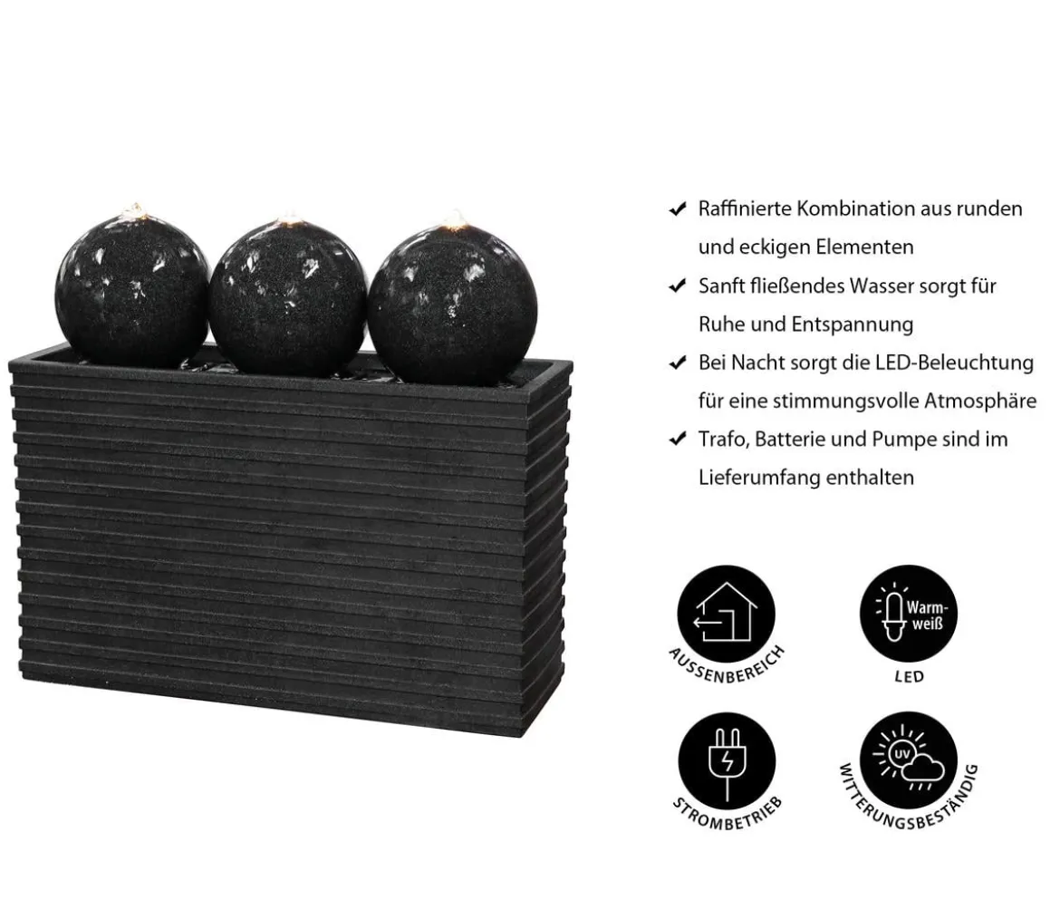 Dehner Polyethylen-Gartenbrunnen Tribola, solarfähig, ca. H86 cm