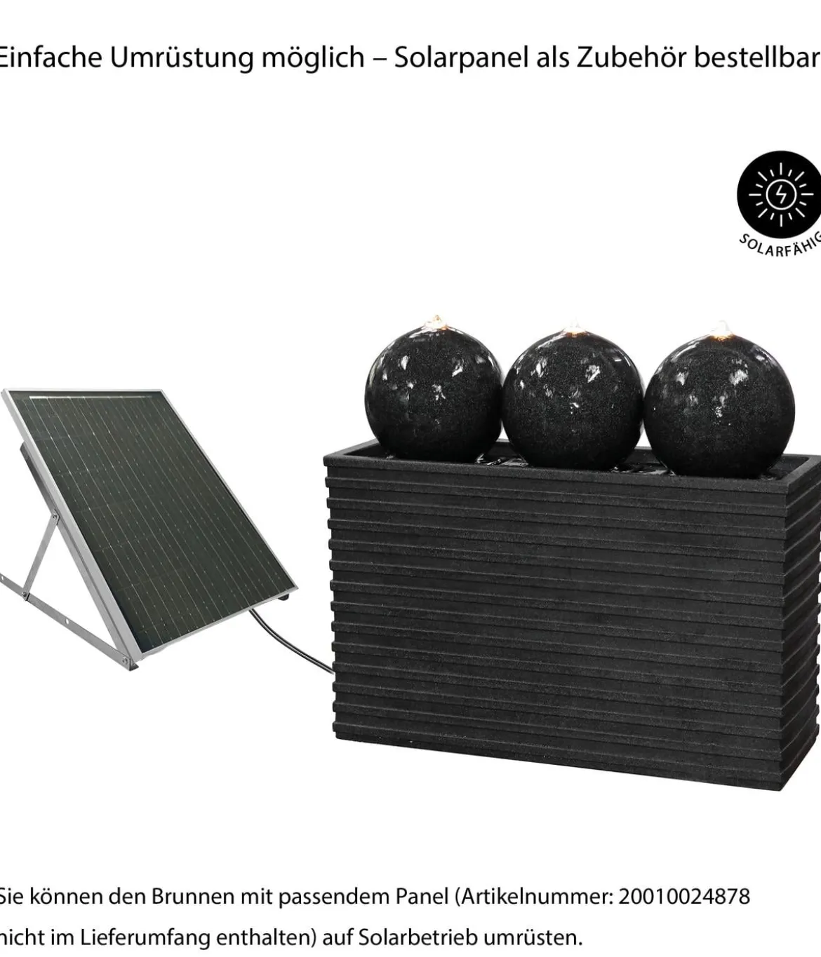 Dehner Polyethylen-Gartenbrunnen Tribola, solarfähig, ca. H86 cm