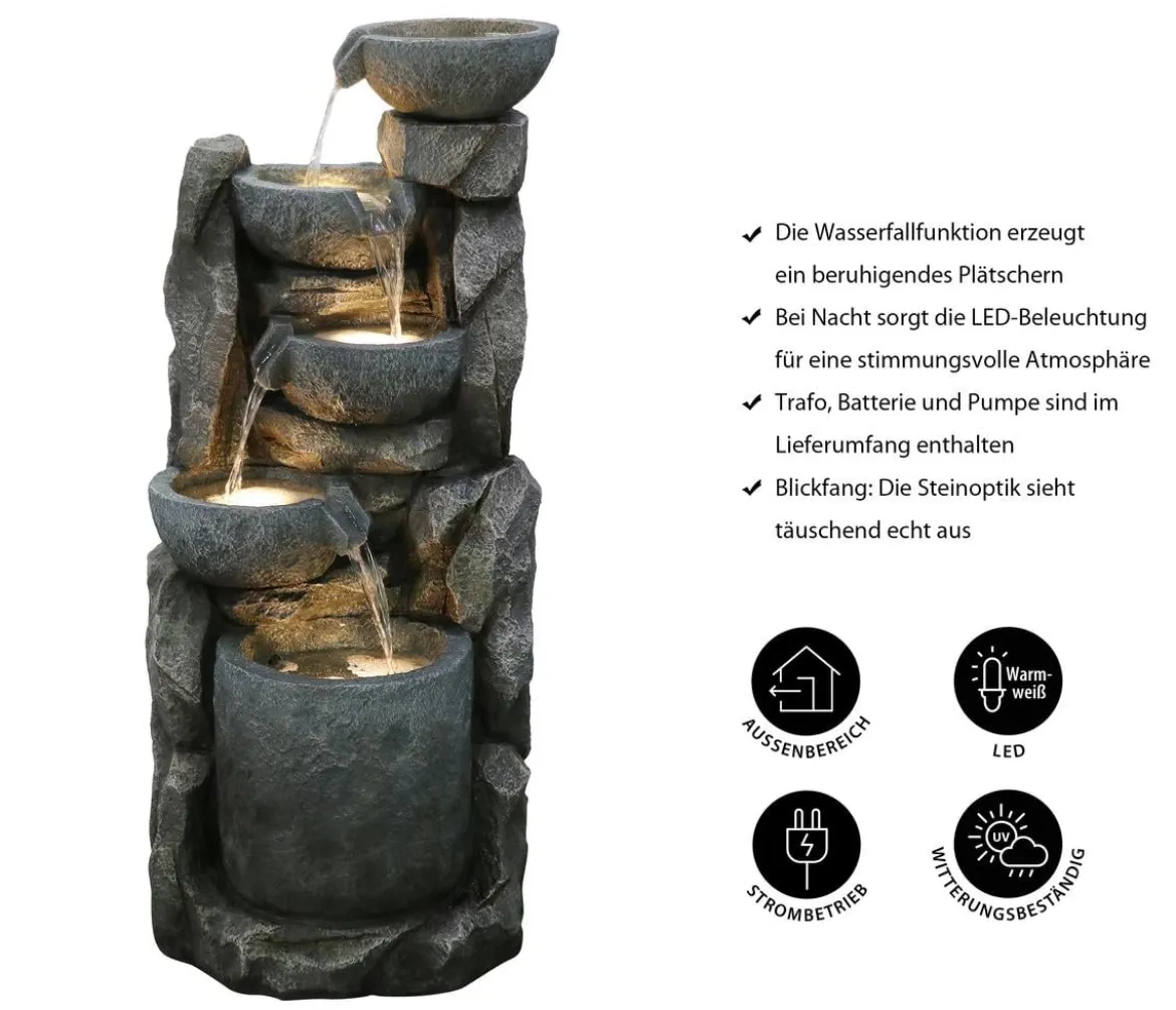 Dehner Polyethylen-Gartenbrunnen Gresta, solarfähig, ca. H97,5 cm