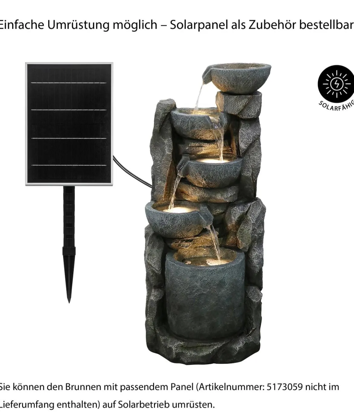 Dehner Polyethylen-Gartenbrunnen Gresta, solarfähig, ca. H97,5 cm