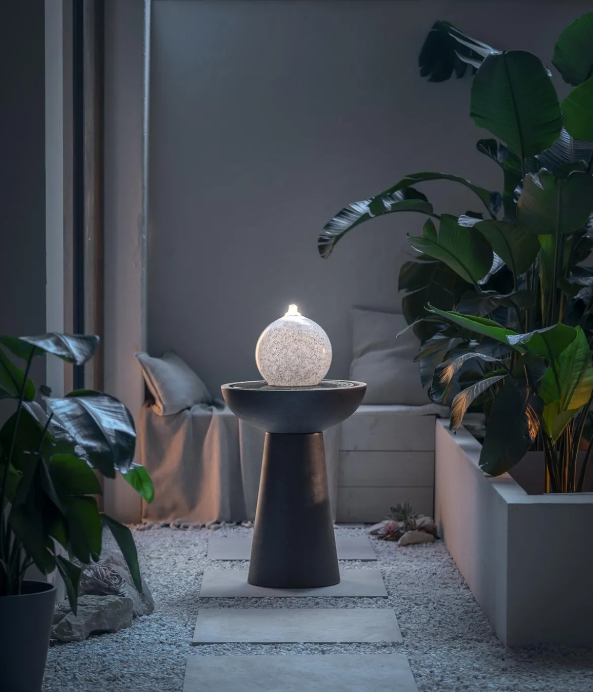 Dehner Polyethylen-Gartenbrunnen Aurora, solarfähig, ca. H88 cm