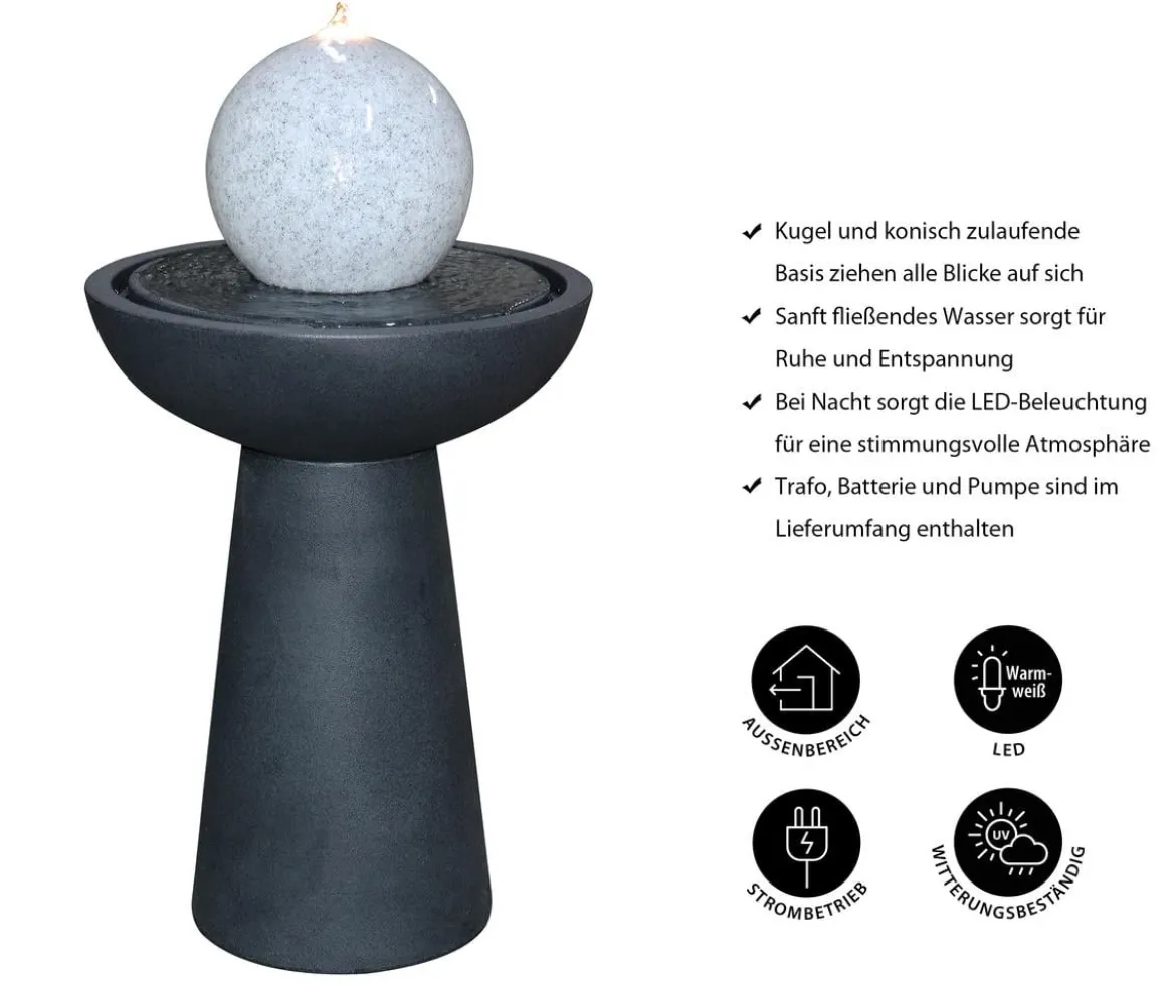 Dehner Polyethylen-Gartenbrunnen Aurora, solarfähig, ca. H88 cm