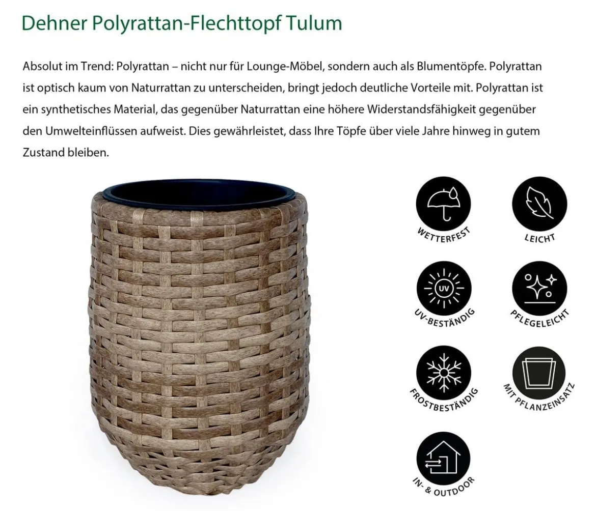 Dehner Polyrattan-Flechttopf Tulum, rund