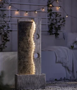 Dehner Polyresin-Gartenbrunnen Eclipse, solarfähig, ca. H100 cm