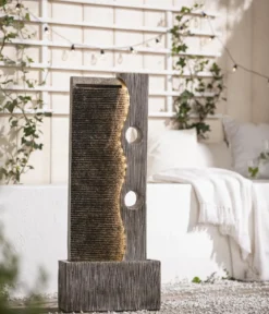 Dehner Polyresin-Gartenbrunnen Eclipse, solarfähig, ca. H100 cm