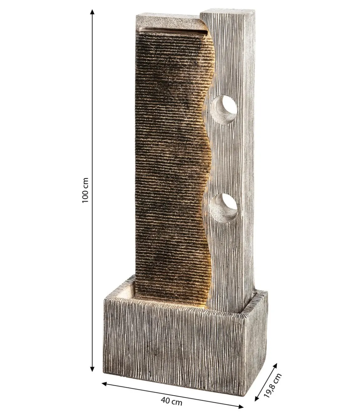Dehner Polyresin-Gartenbrunnen Eclipse, solarfähig, ca. H100 cm