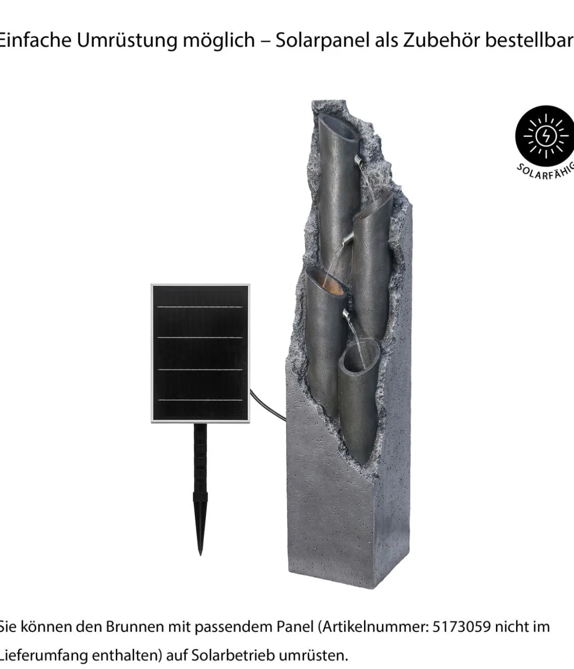 Dehner Polyresin-Gartenbrunnen Tubi, solarfähig, ca. H113 cm