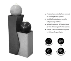 Dehner Polyresin-Gartenbrunnen Ying Yang, solarfähig, ca. H94 cm