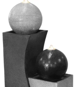 Dehner Polyresin-Gartenbrunnen Ying Yang, solarfähig, ca. H94 cm