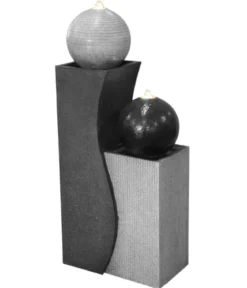 Dehner Polyresin-Gartenbrunnen Ying Yang, solarfähig, ca. H94 cm