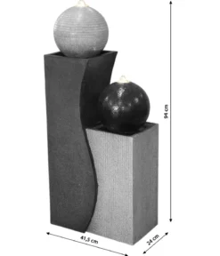 Dehner Polyresin-Gartenbrunnen Ying Yang, solarfähig, ca. H94 cm