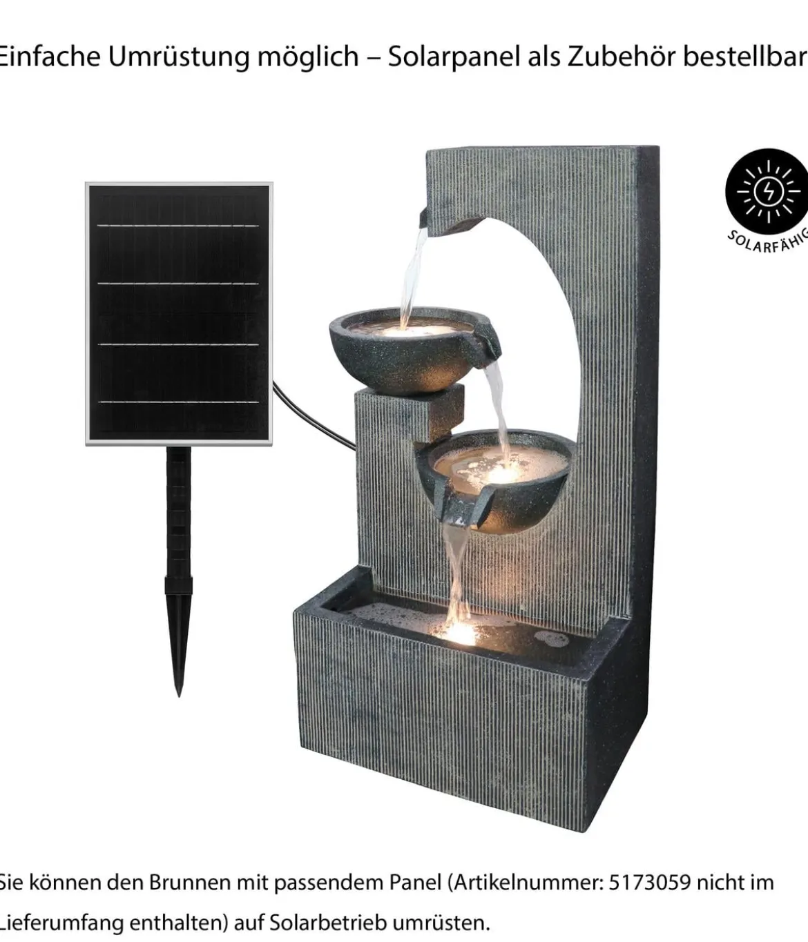 Dehner Polyresin-Gartenbrunnen Lorca, solarfähig, ca. H81 cm