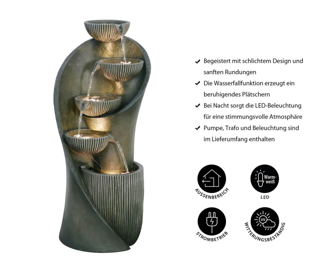 Dehner Polyresin-Gartenbrunnen Atlas, solarfähig, ca. H97 cm