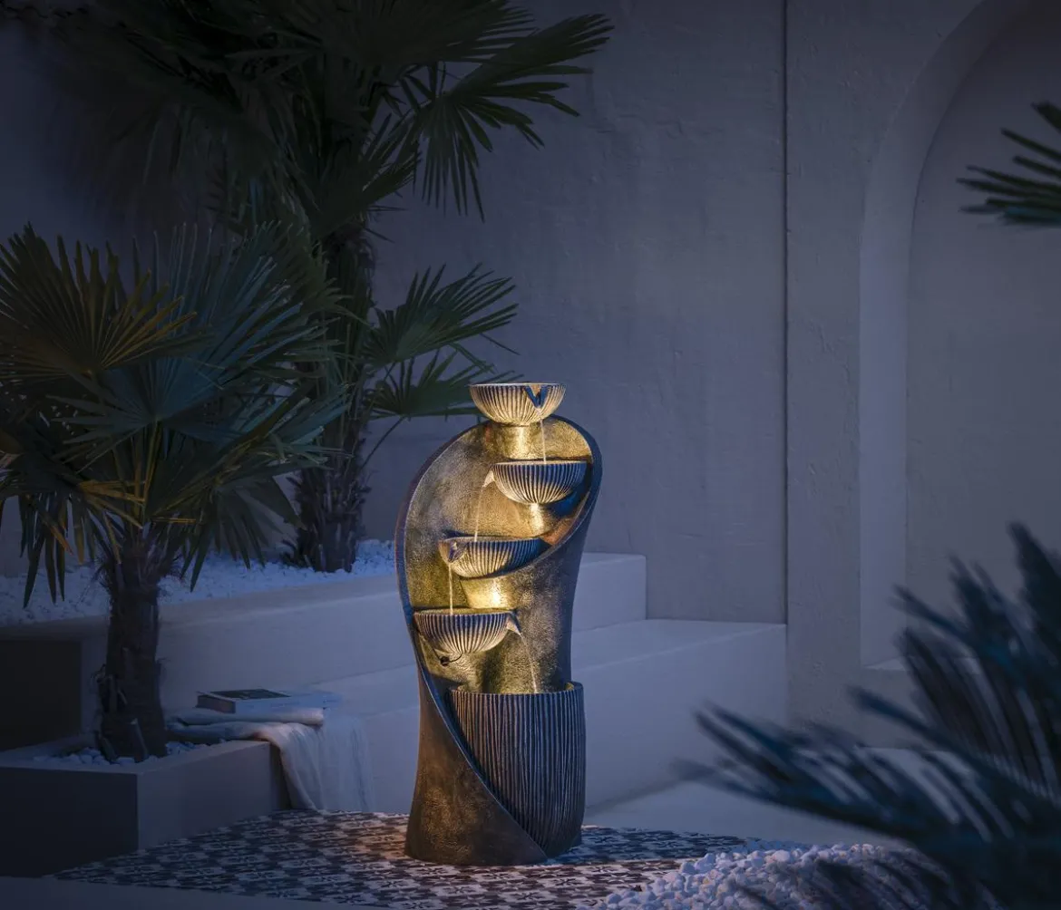 Dehner Polyresin-Gartenbrunnen Atlas, solarfähig, ca. H97 cm
