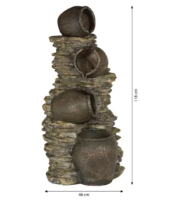 Dehner Polyresin-Gartenbrunnen Krüge, solarfähig, ca. H118 cm