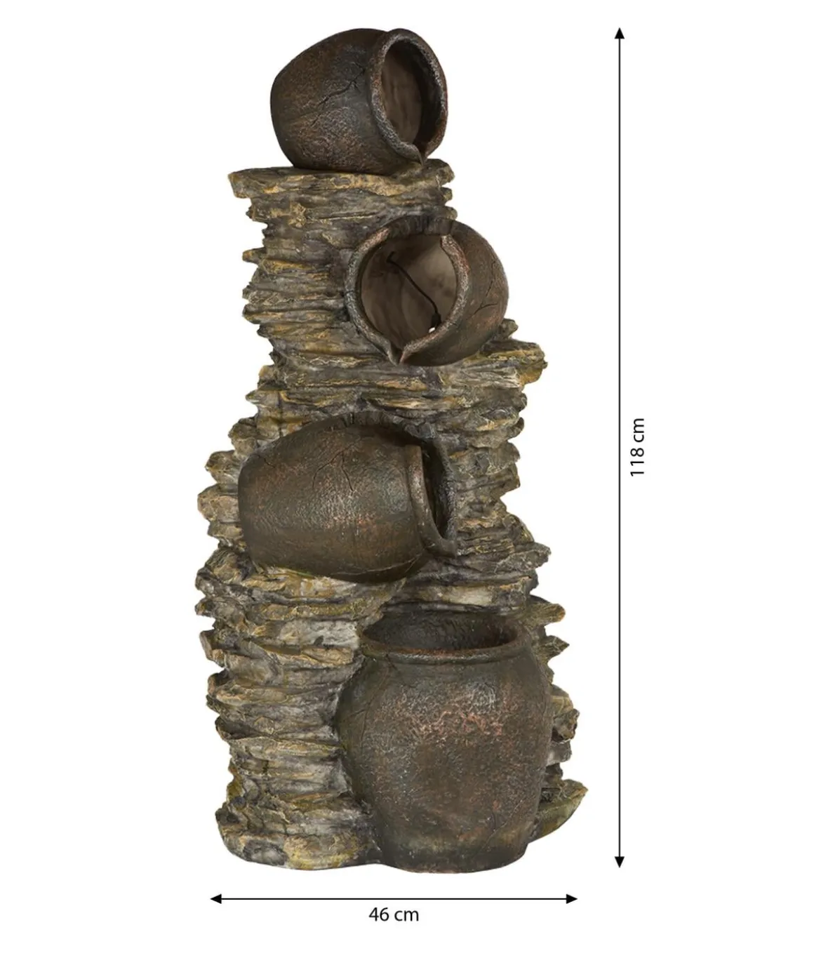 Dehner Polyresin-Gartenbrunnen Krüge, solarfähig, ca. H118 cm