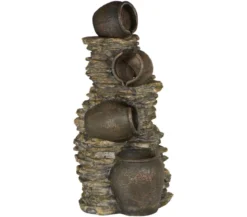 Dehner Polyresin-Gartenbrunnen Krüge, solarfähig, ca. H118 cm