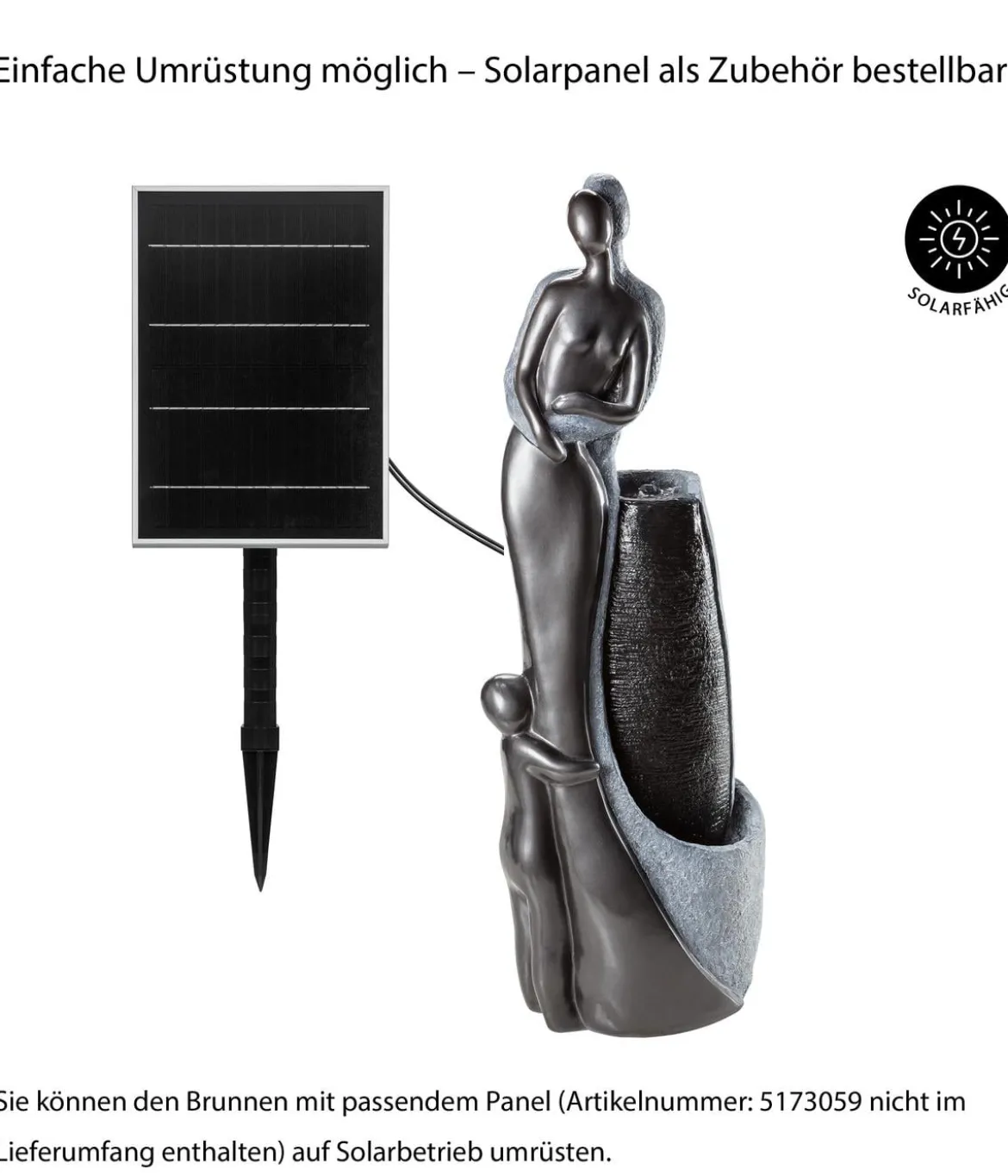 Dehner Polyresin-Gartenbrunnen Family, solarfähig, ca. H120 cm