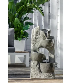 Dehner Polyresin-Gartenbrunnen Circ, solarfähig, ca. H89 cm