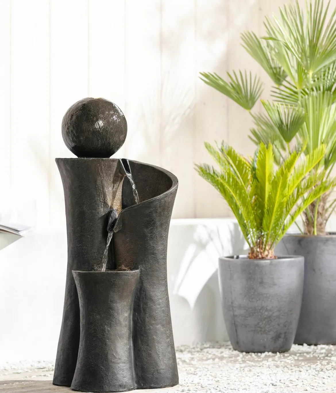 Dehner Polyresin-Gartenbrunnen Acapulco, solarfähig, ca. H100 cm