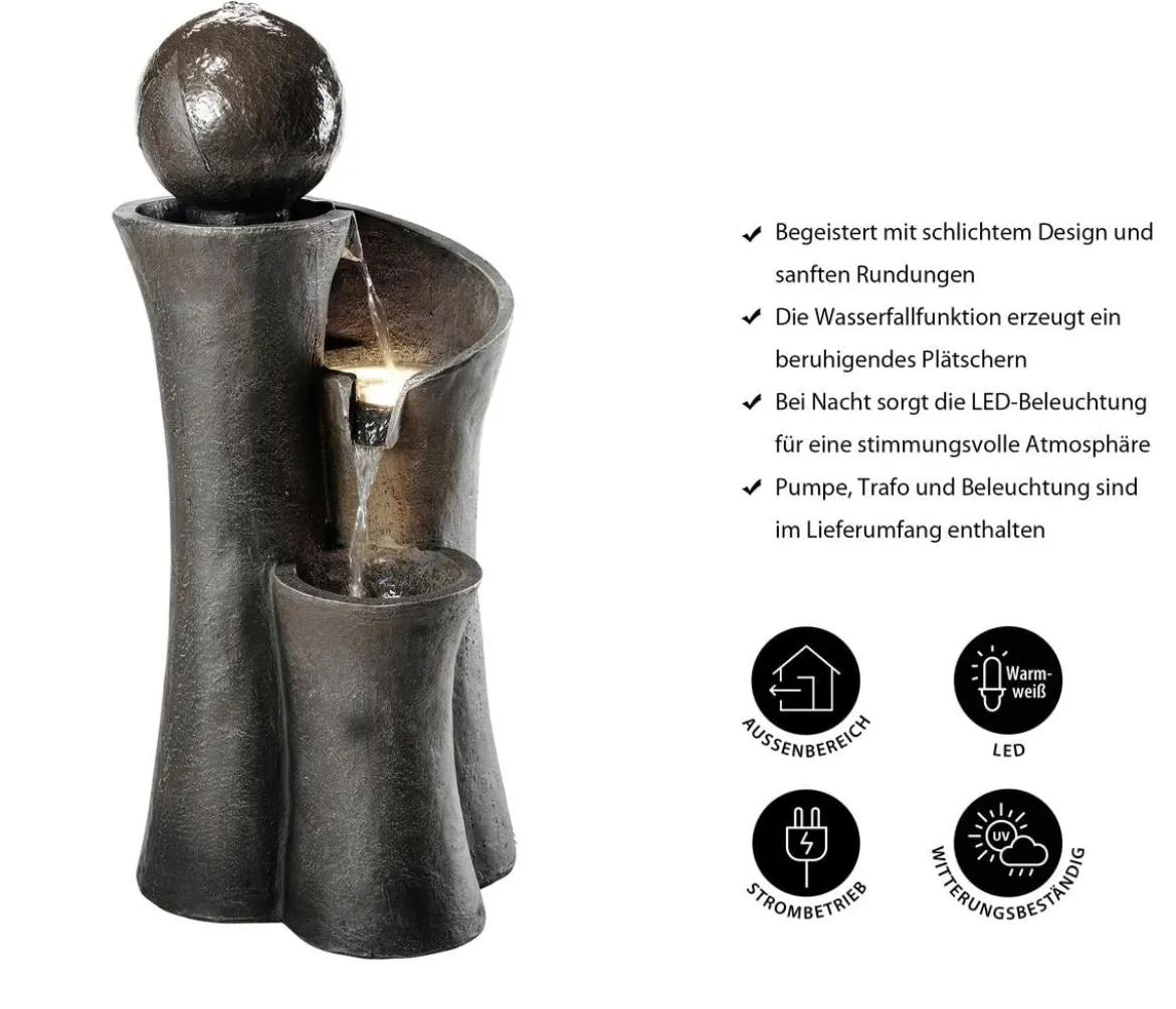 Dehner Polyresin-Gartenbrunnen Acapulco, solarfähig, ca. H100 cm