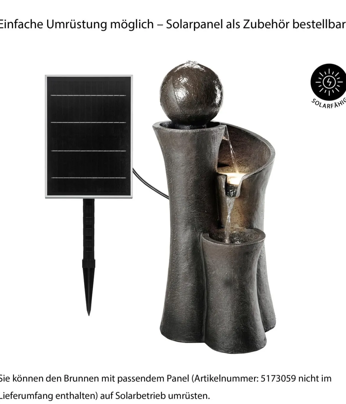 Dehner Polyresin-Gartenbrunnen Acapulco, solarfähig, ca. H100 cm