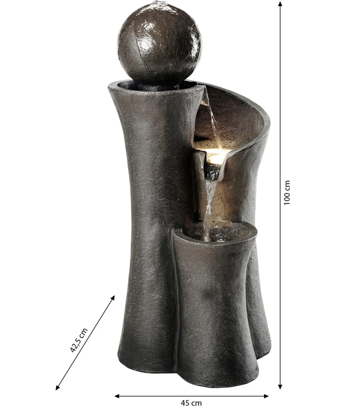 Dehner Polyresin-Gartenbrunnen Acapulco, solarfähig, ca. H100 cm