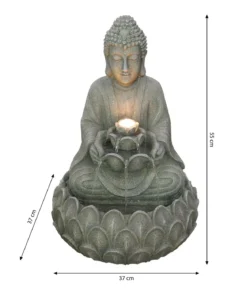 Dehner Polyresin-Gartenbrunnen Yoga, solarfähig, ca. H55 cm