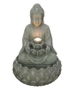 Dehner Polyresin-Gartenbrunnen Yoga, solarfähig, ca. H55 cm