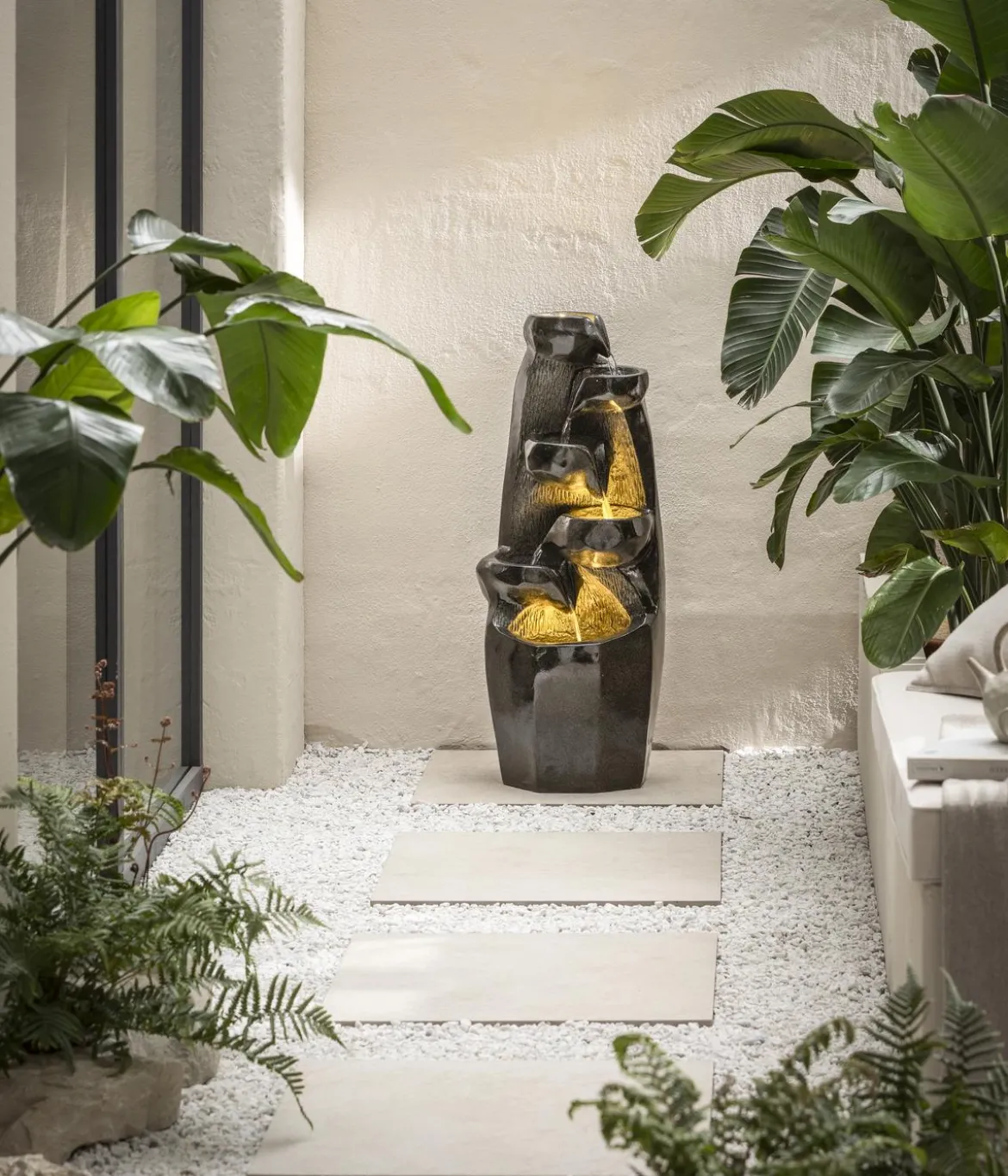 Dehner Polyresin-Gartenbrunnen Cala, solarfähig, ca. H91 cm