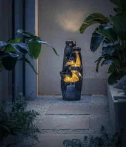 Dehner Polyresin-Gartenbrunnen Cala, solarfähig, ca. H91 cm