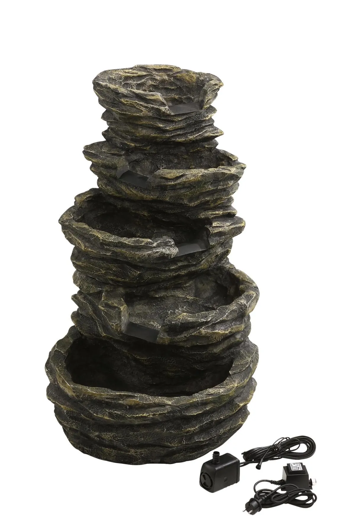 Dehner Polyresin-Gartenbrunnen Roccia, solarfähig, ca.H99 cm