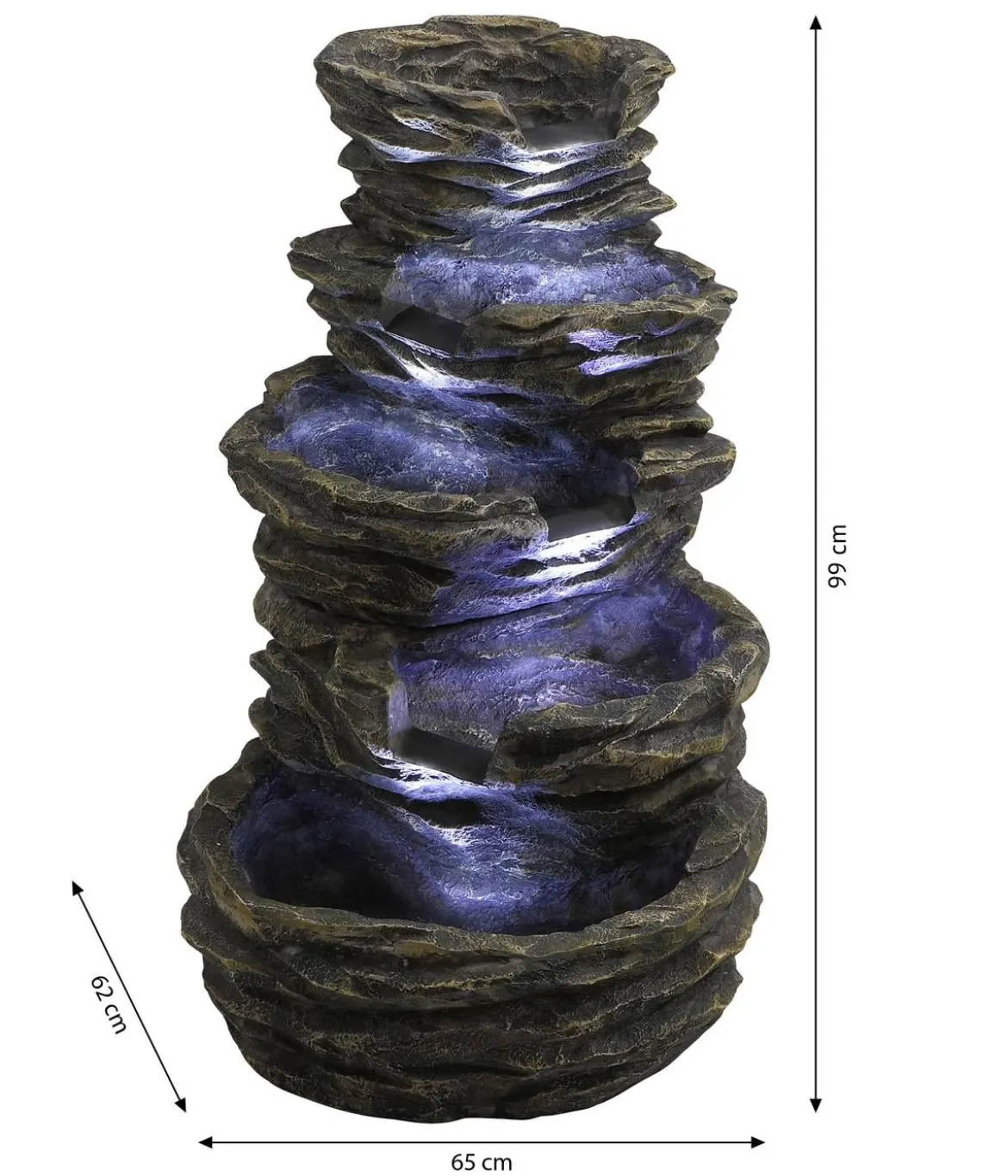 Dehner Polyresin-Gartenbrunnen Roccia, solarfähig, ca.H99 cm