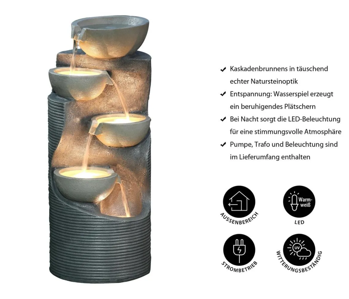 Dehner Polyresin-Gartenbrunnen Salo, solarfähig, ca. H81 cm