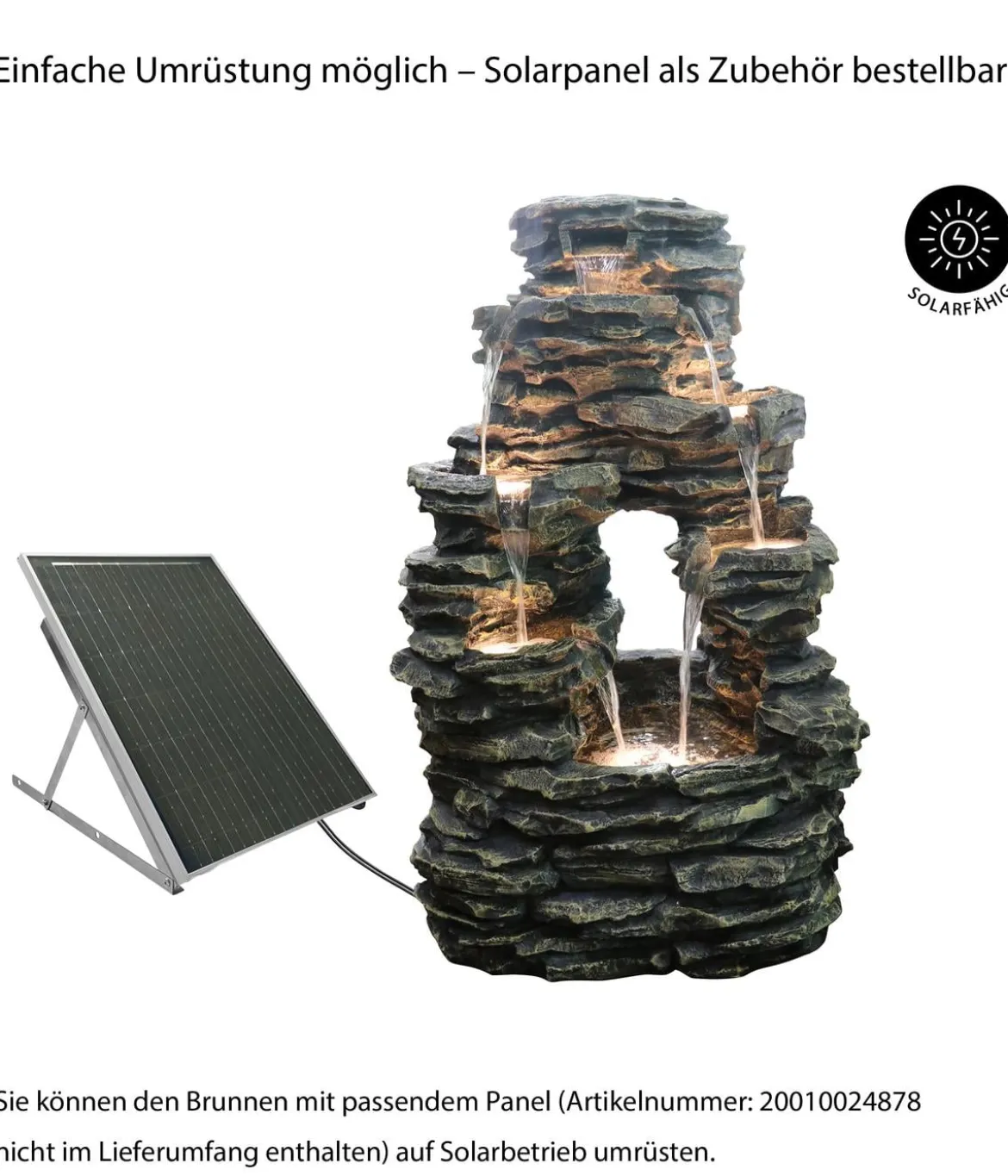 Dehner Polyresin-Gartenbrunnen Salto, solarfähig, ca. H99 cm
