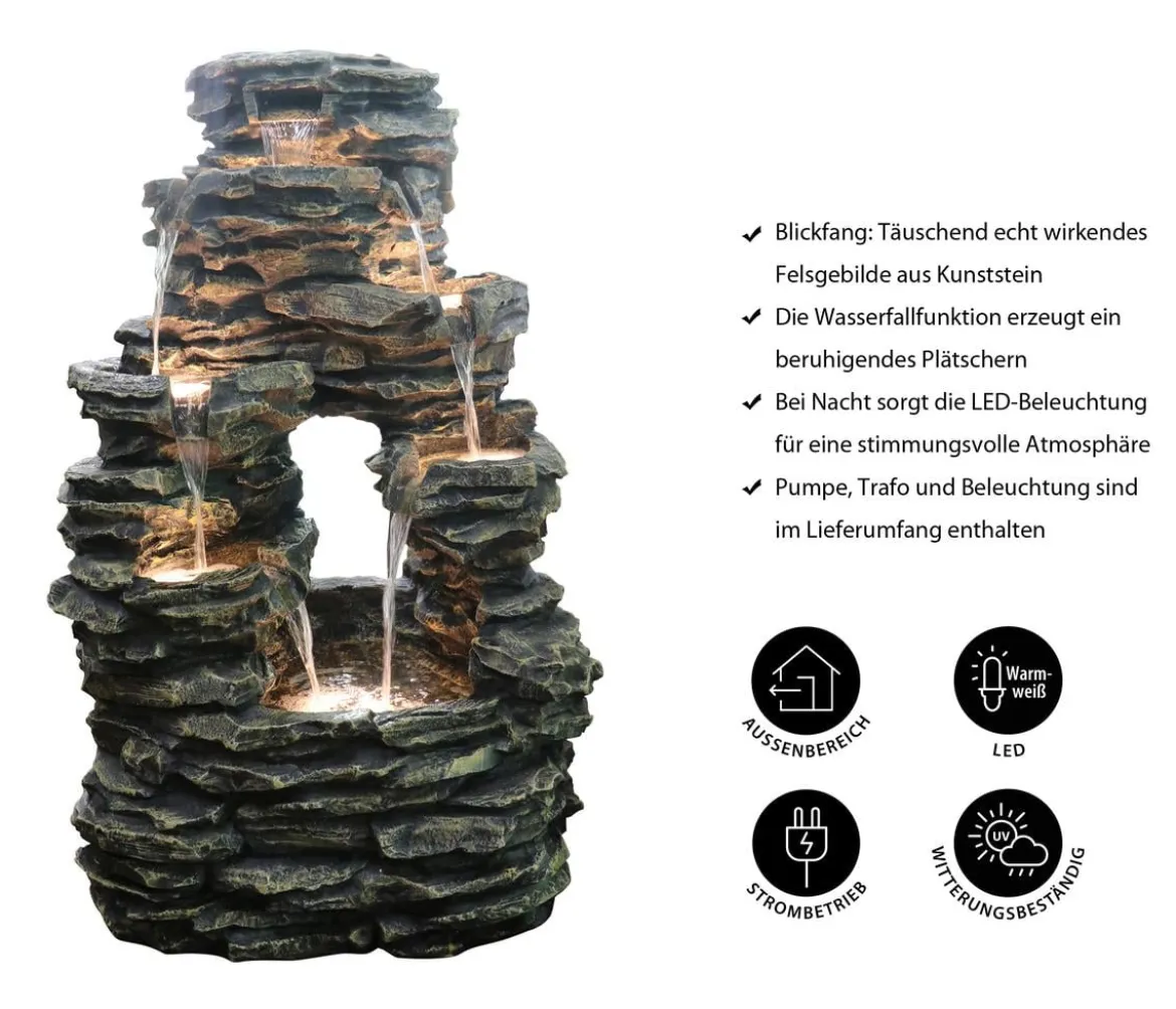 Dehner Polyresin-Gartenbrunnen Salto, solarfähig, ca. H99 cm