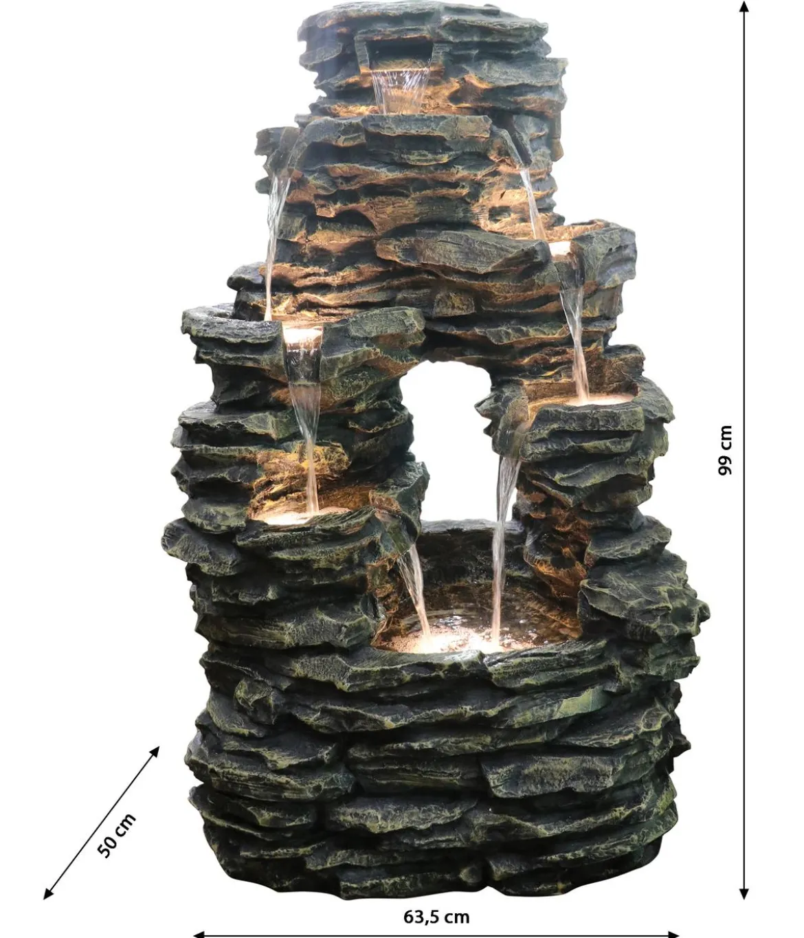 Dehner Polyresin-Gartenbrunnen Salto, solarfähig, ca. H99 cm