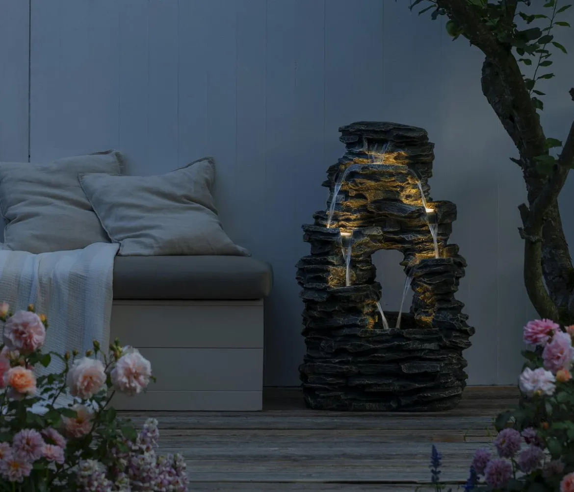 Dehner Polyresin-Gartenbrunnen Salto, solarfähig, ca. H99 cm
