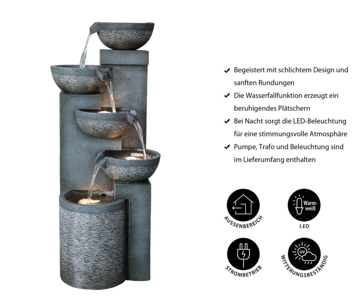 Dehner Polyresin-Gartenbrunnen Merkur, solarfähig, ca. H91 cm