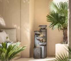 Dehner Polyresin-Gartenbrunnen Merkur, solarfähig, ca. H91 cm