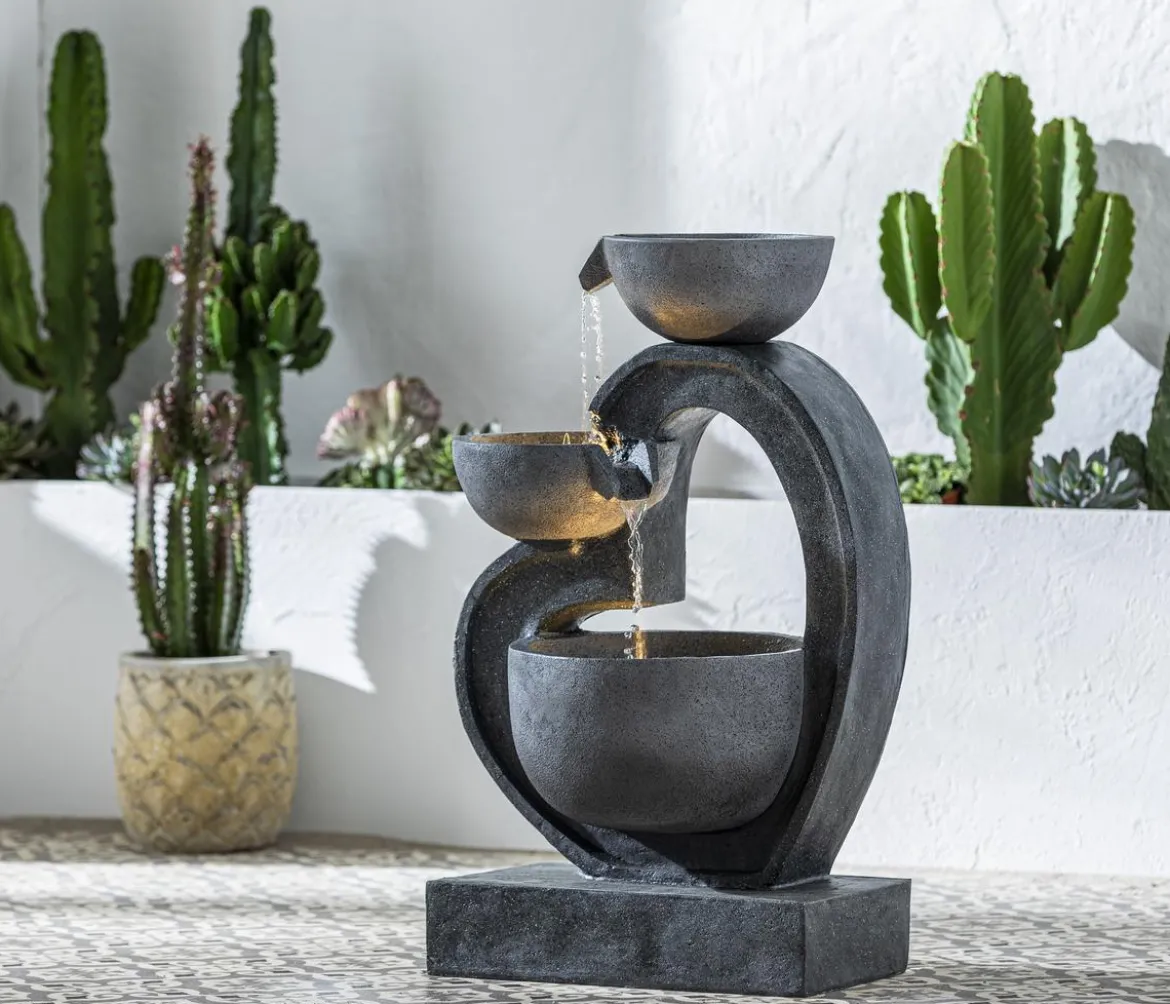 Dehner Polyresin-Gartenbrunnen Heart, solarfähig, ca. H72,5 cm